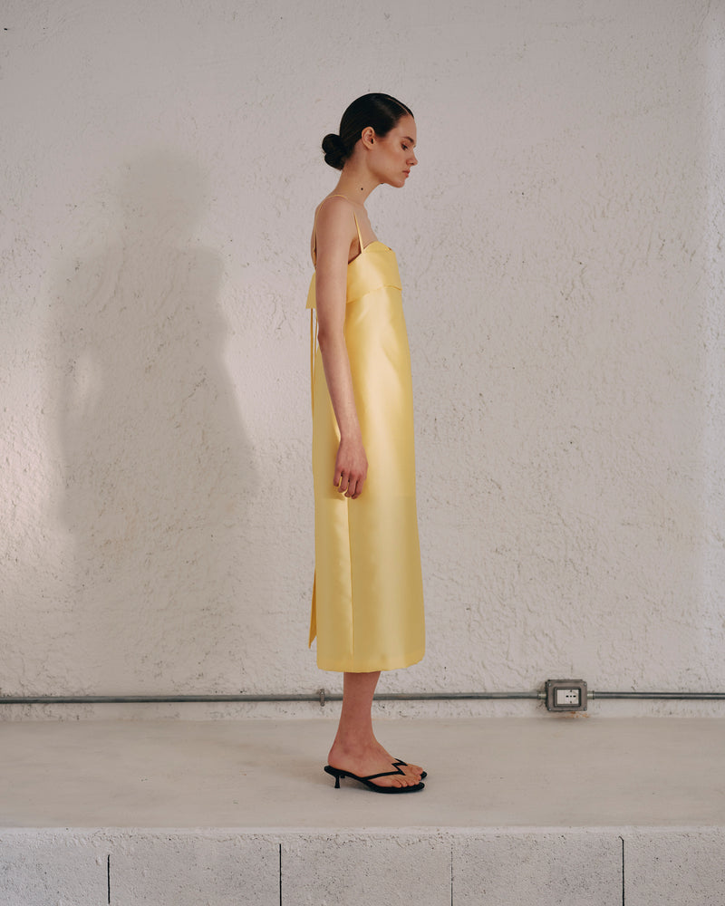 MIDI DUCHESSE DRESS WITH THIN STRAPS