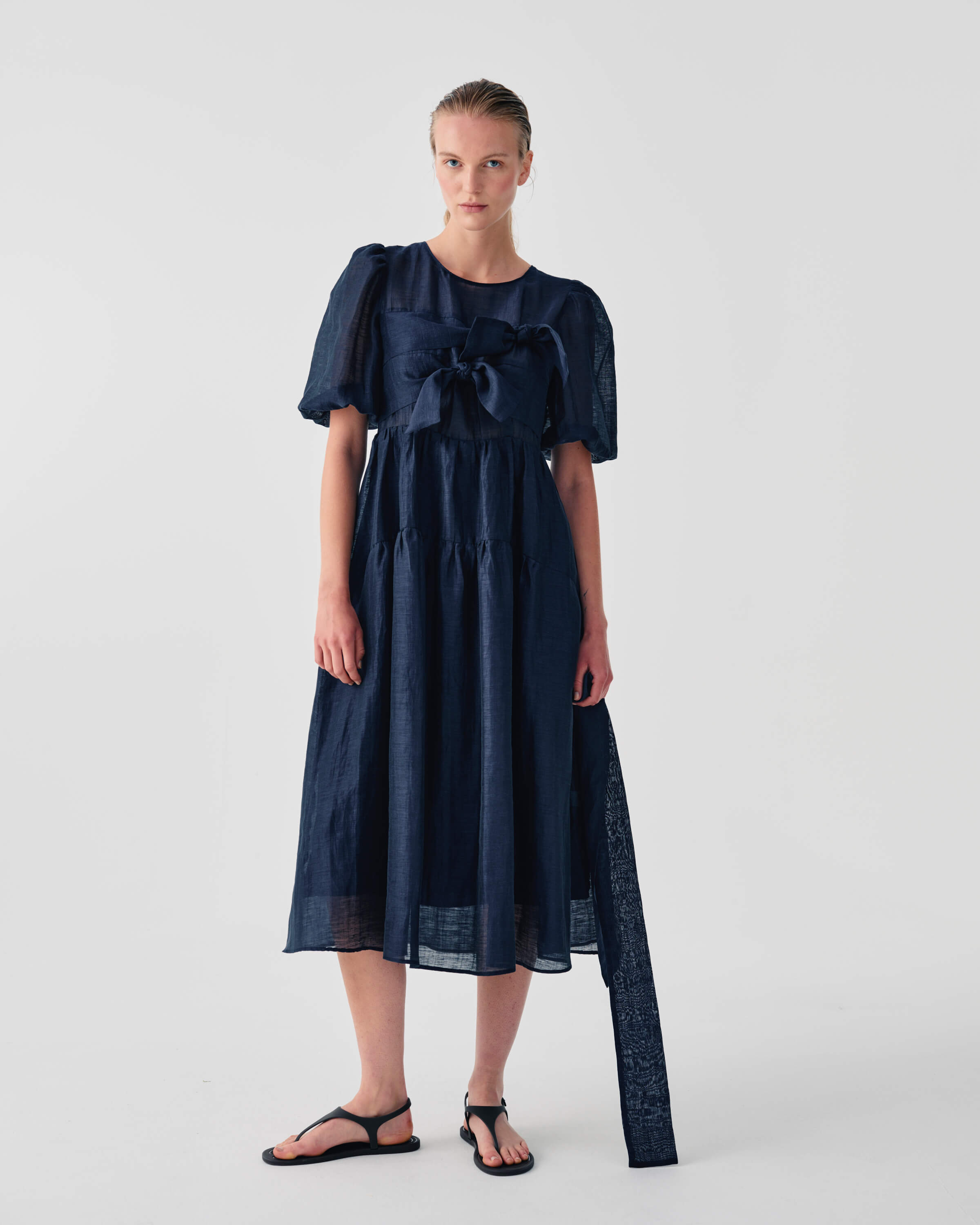 MIDI ORGANZA DRESS WITH BOW | Beatrice .b