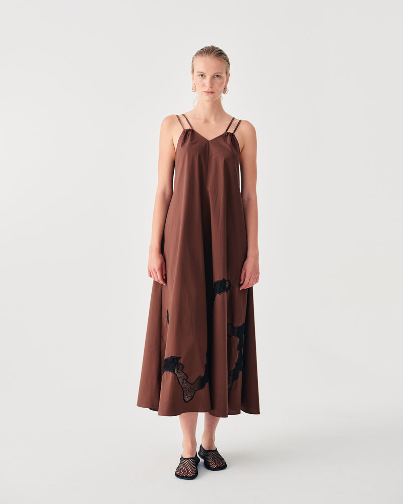 LONG DRESS WITH CONTRAST LACE