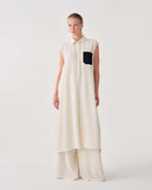 SLEEVELESS SHIRT DRESS WITH CONTRAST POCKET