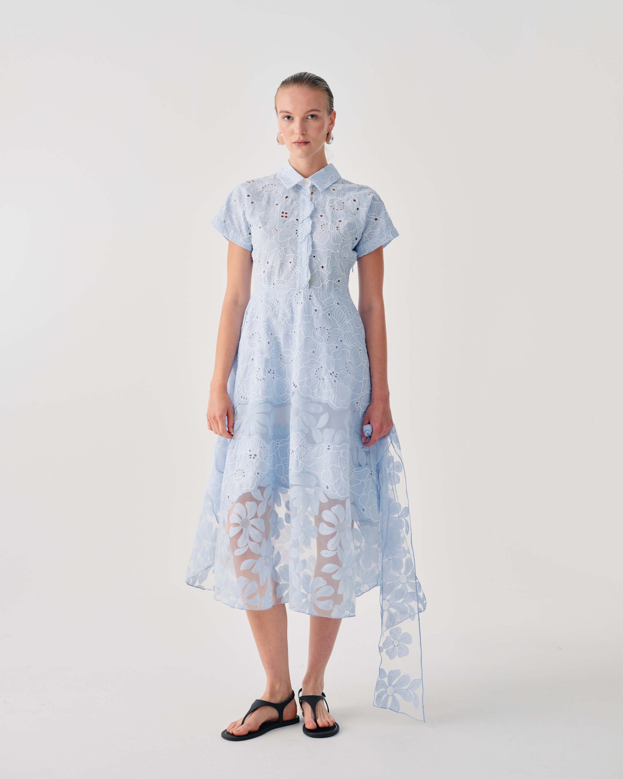BRODERIE ANGLAISE SHIRT DRESS WITH BELT