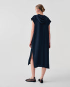 HOODED DRESS WITH V-NECKLINE