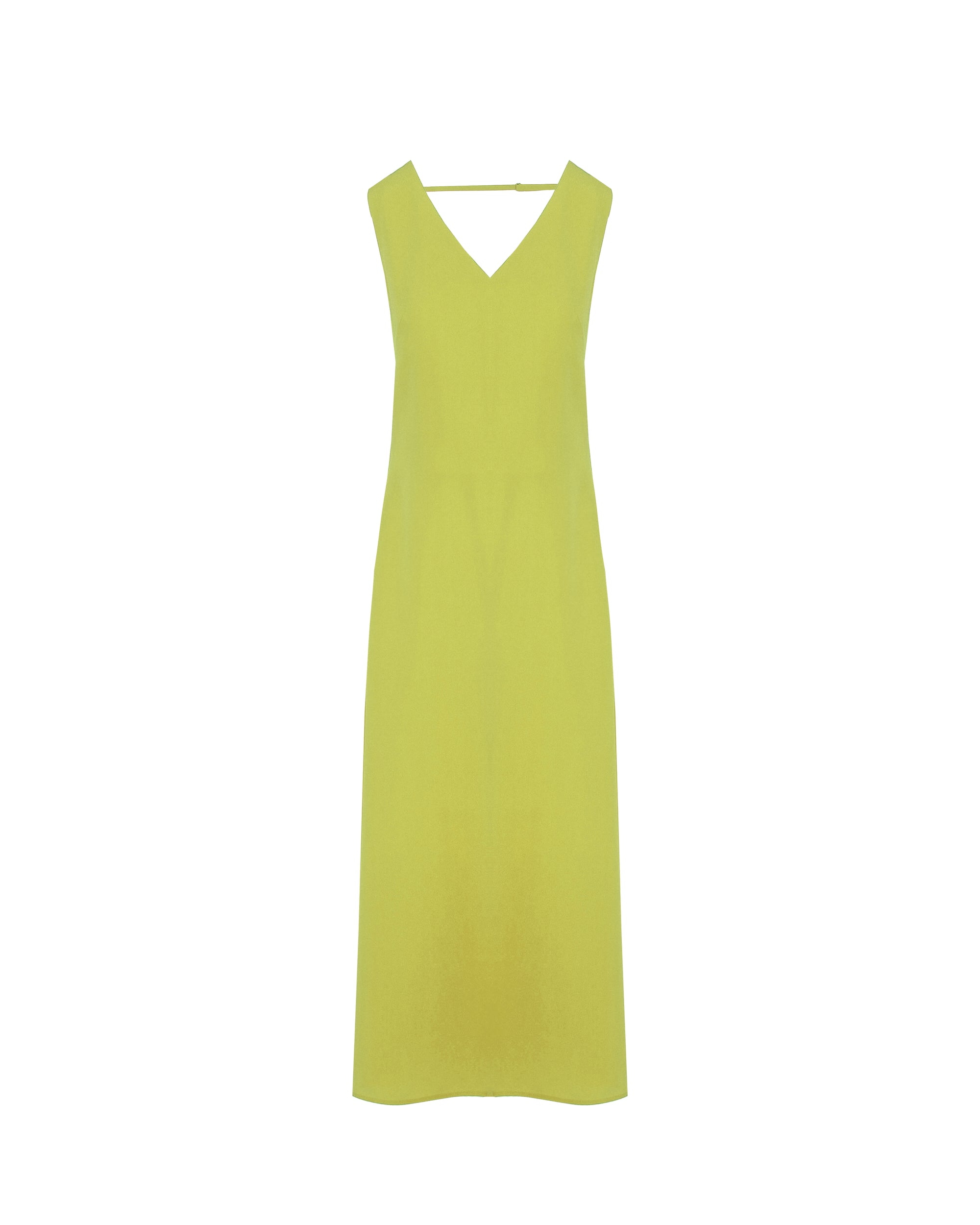 SLEEVELESS LONG DRESS WITH V-NECKLINE