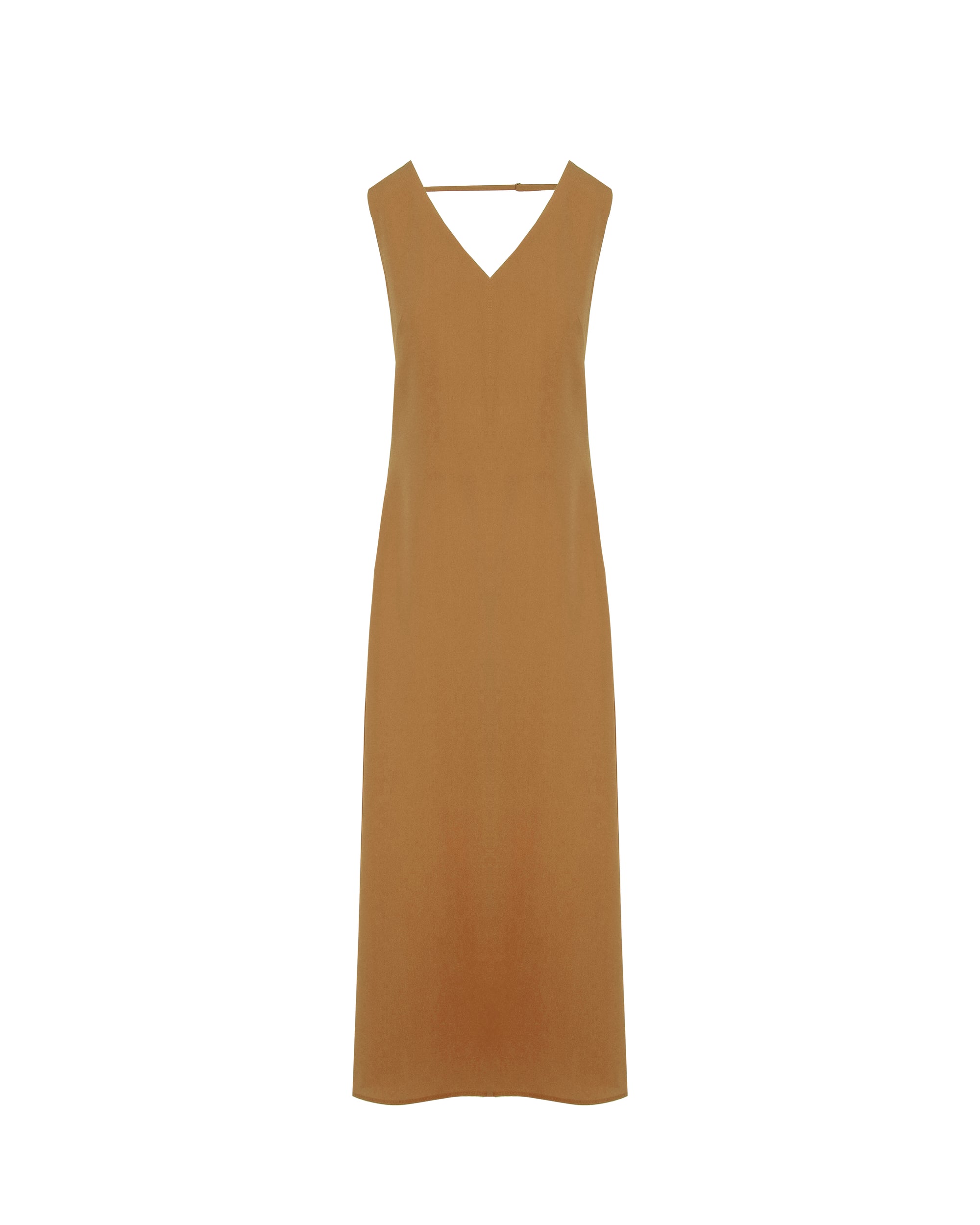 SLEEVELESS LONG DRESS WITH V-NECKLINE