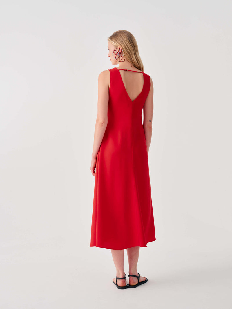 SLEEVELESS LONG DRESS WITH V-NECKLINE