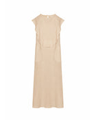 LONG LINEN DRESS WITH TRIM DETAIL
