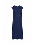 LONG LINEN DRESS WITH TRIM DETAIL