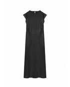 LONG LINEN DRESS WITH TRIM DETAIL