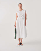 LONG LINEN DRESS WITH TRIM DETAIL