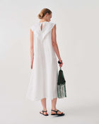 LONG LINEN DRESS WITH TRIM DETAIL