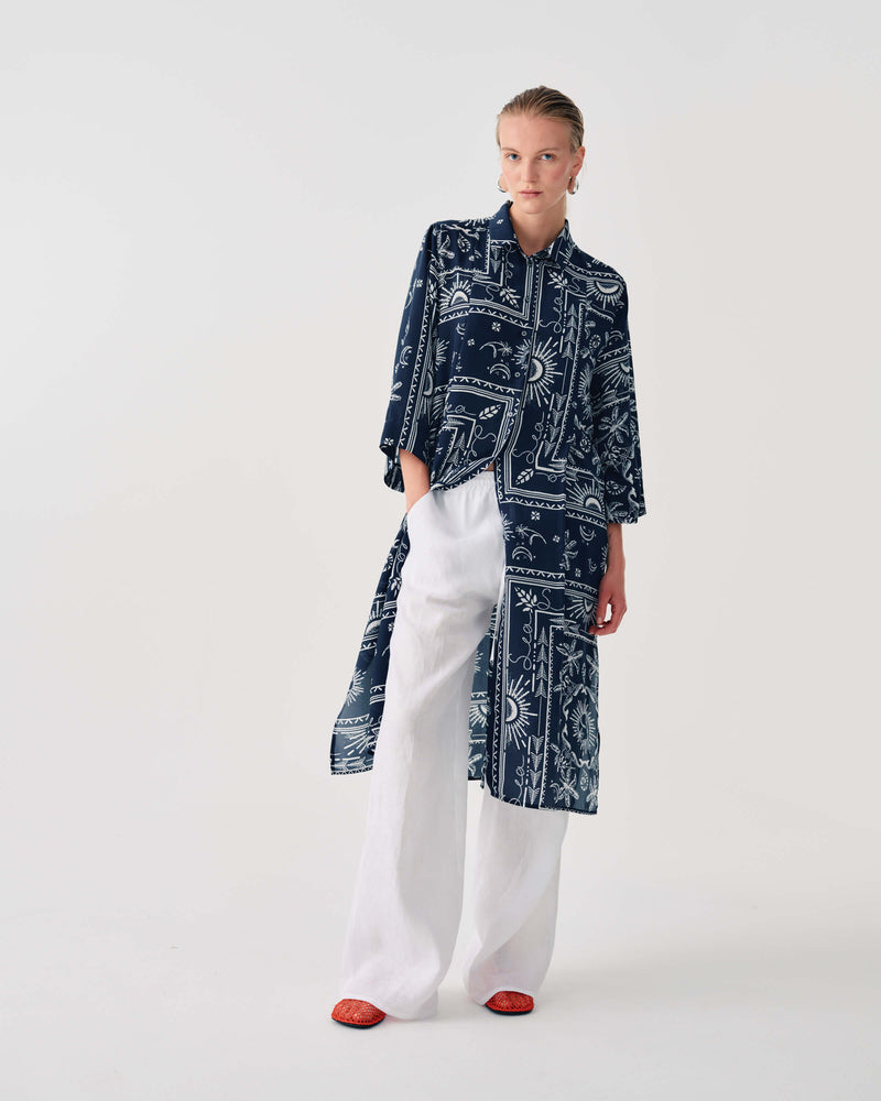 PRINTED SILK-BLEND SHIRT DRESS