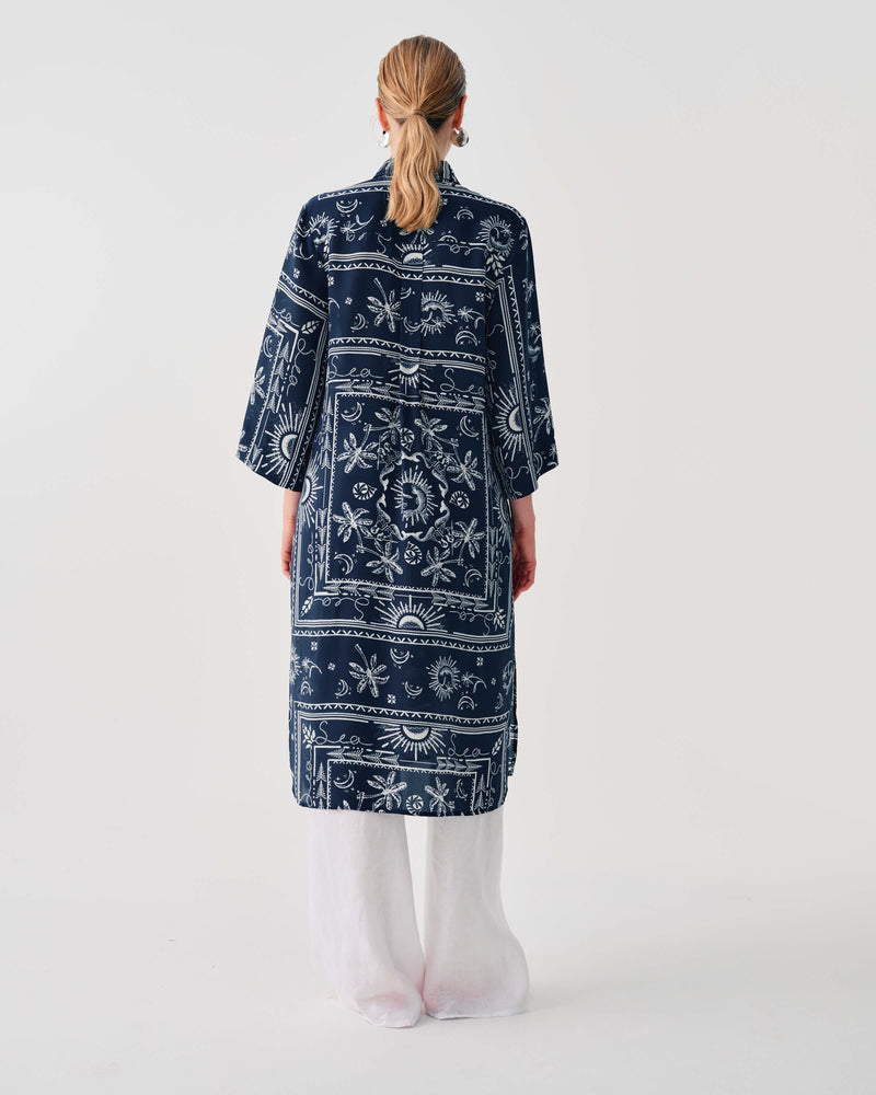PRINTED SILK-BLEND SHIRT DRESS