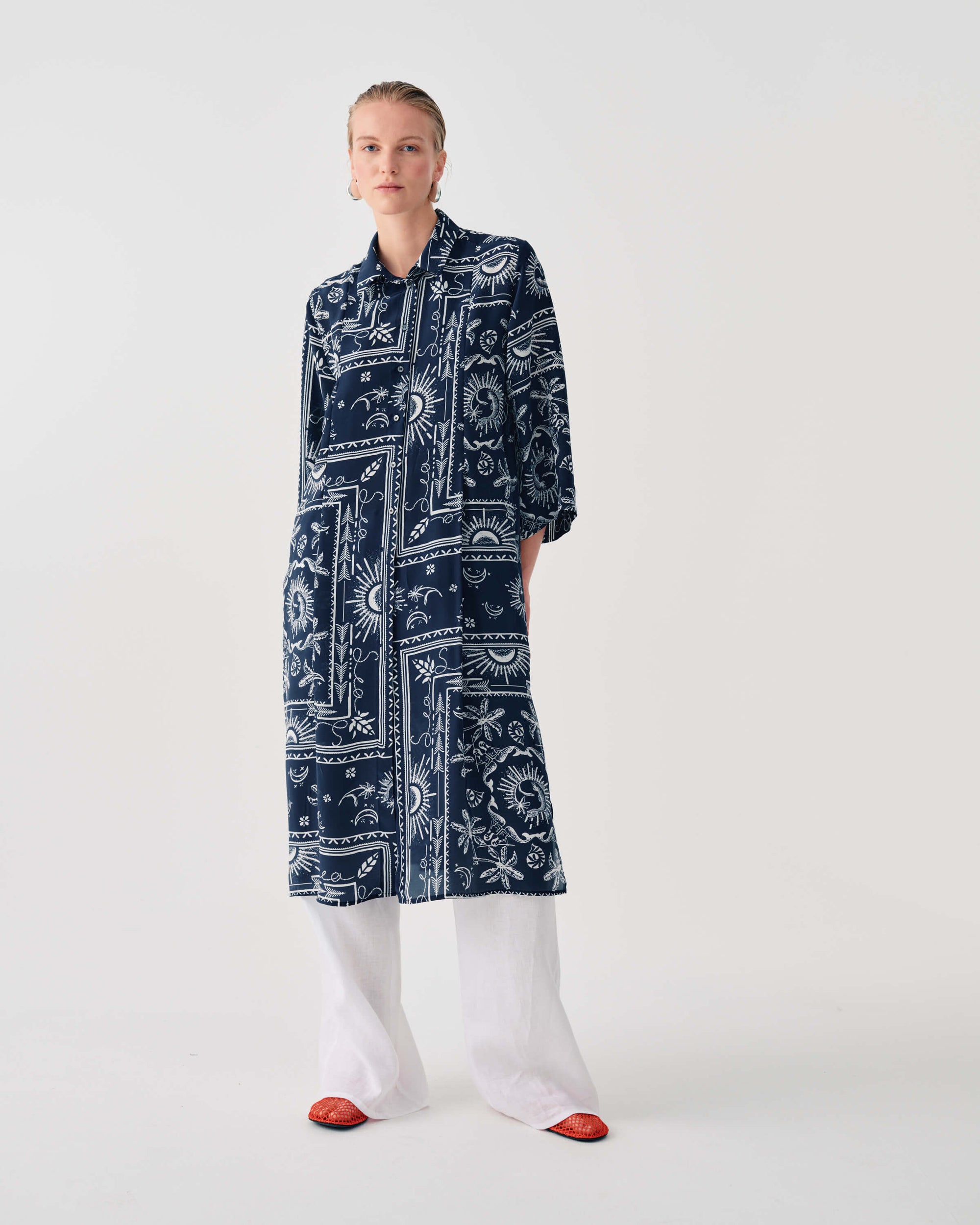 PRINTED SILK-BLEND SHIRT DRESS