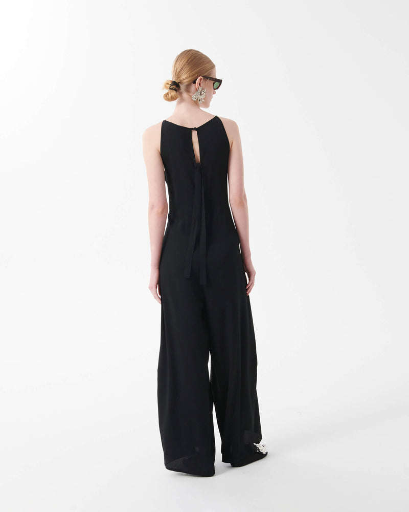 Jumpsuit in Silk Blend with Brooch