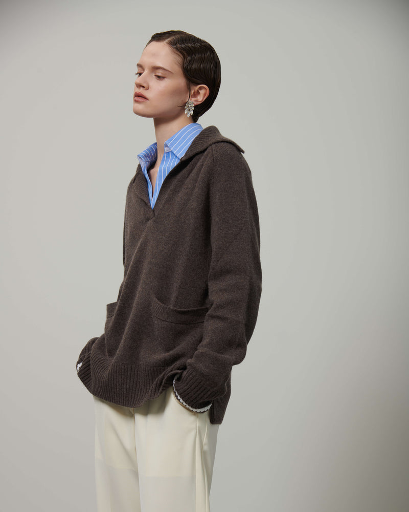 CASHMERE BLEND KNIT POLO SHIRT