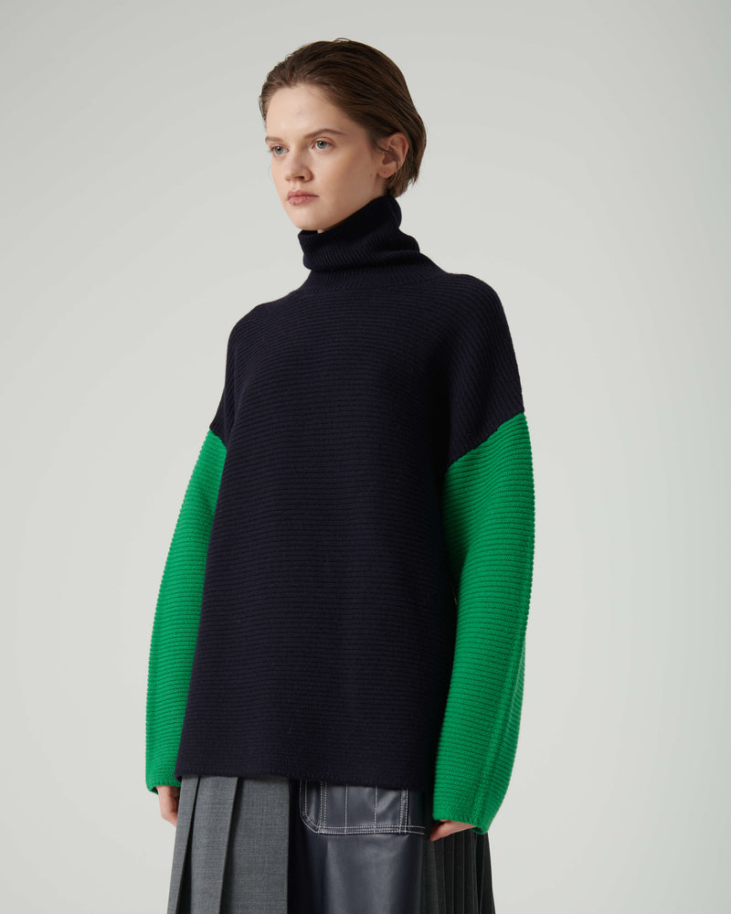 COLOR BLOCK WOOL SWEATER