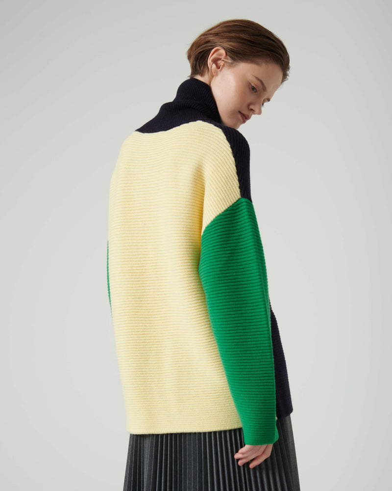 COLOR BLOCK WOOL SWEATER