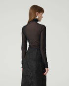 TULLE TURTLENECK WITH MACRAME LACE DETAILS