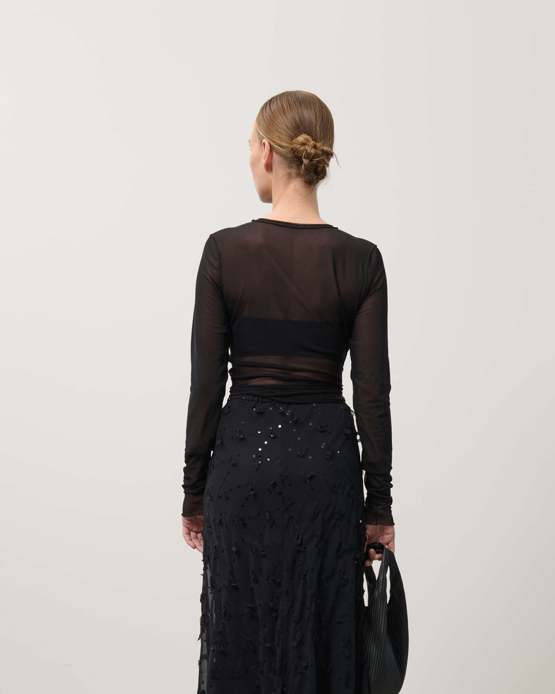 LONG SLEEVE T-SHIRT IN TULLE