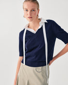 SHORT-SLEEVED V-NECK KNIT