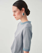 SHORT-SLEEVED KNIT WITH CONTRASTING STRIPES