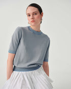 SHORT-SLEEVED KNIT WITH CONTRASTING STRIPES