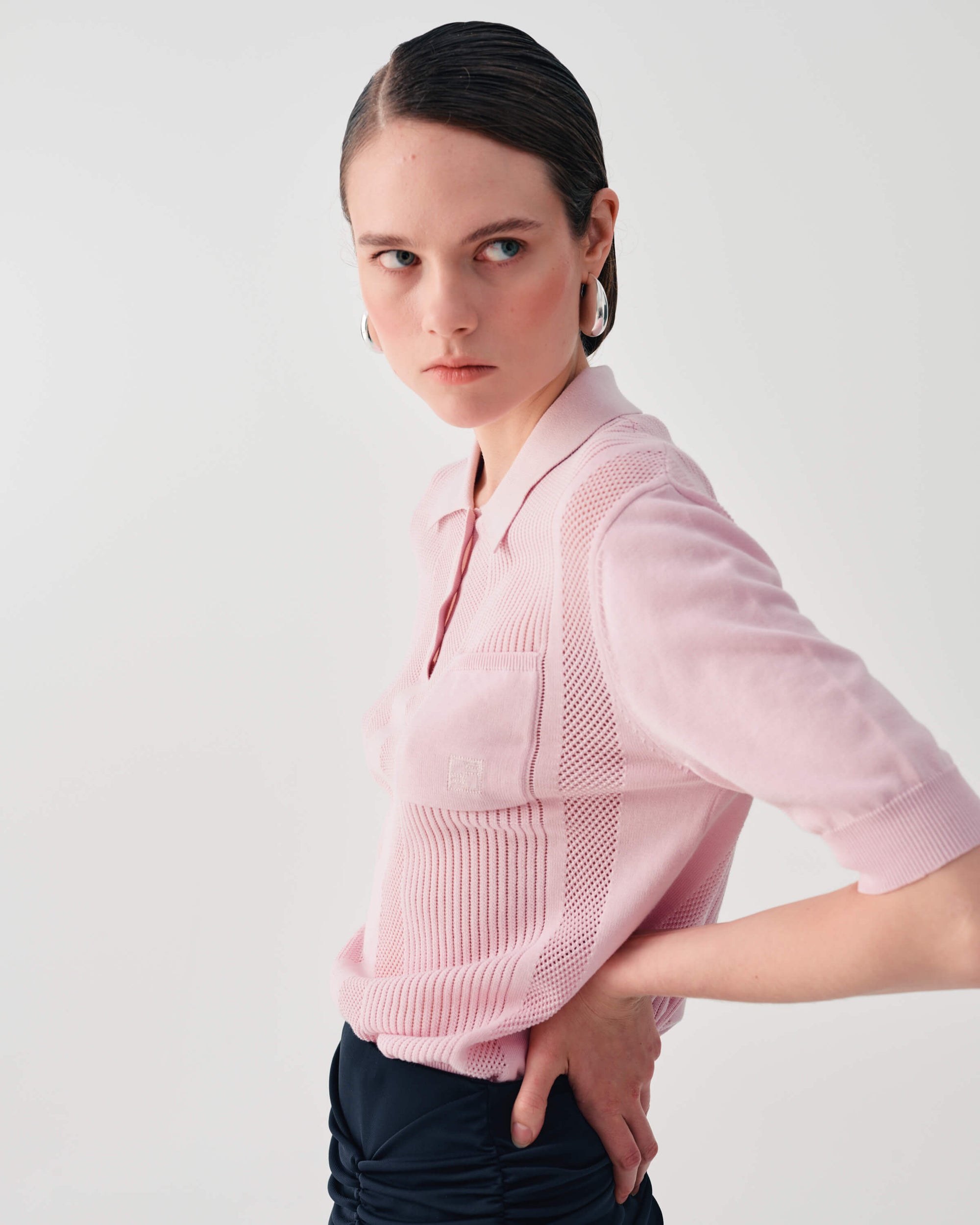 PERFORATED KNIT POLO SHIRT