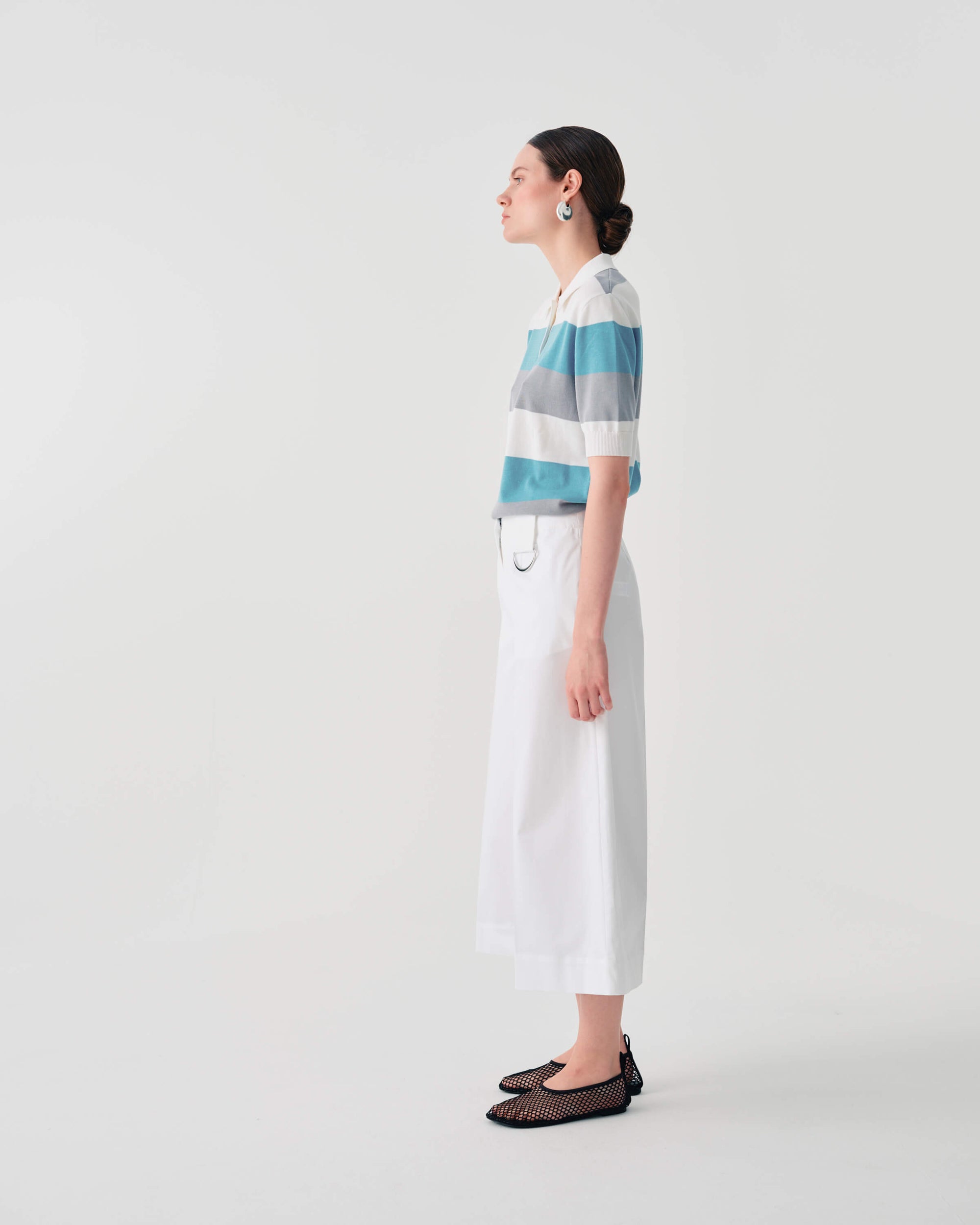 STRIPED KNIT POLO SHIRT