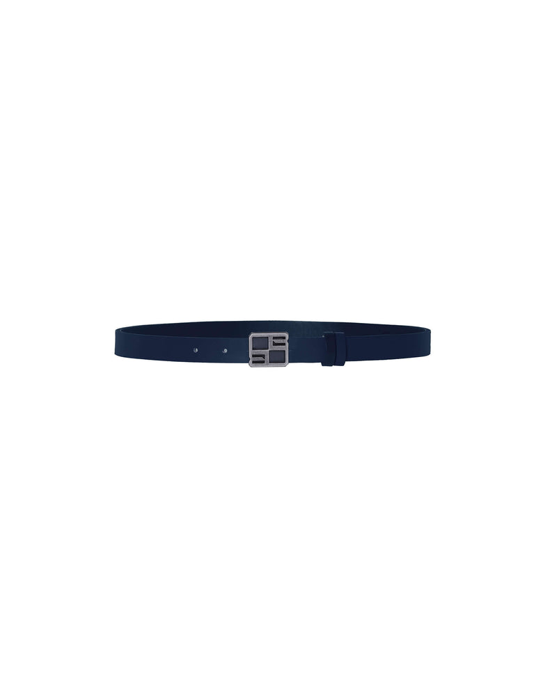 LEATHER BELT WITH LOGO BUCKLE