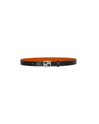 LEATHER BELT WITH LOGO BUCKLE
