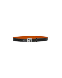 LEATHER BELT WITH LOGO BUCKLE