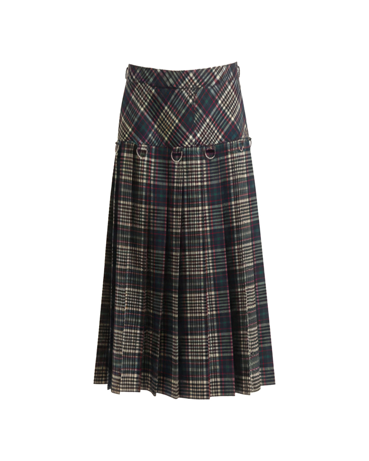 GONNA MIDI IN TARTAN CON DETTAGLI AD ANELLO