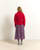 MIDI SKIRT WITH FRINGED TEXTURE