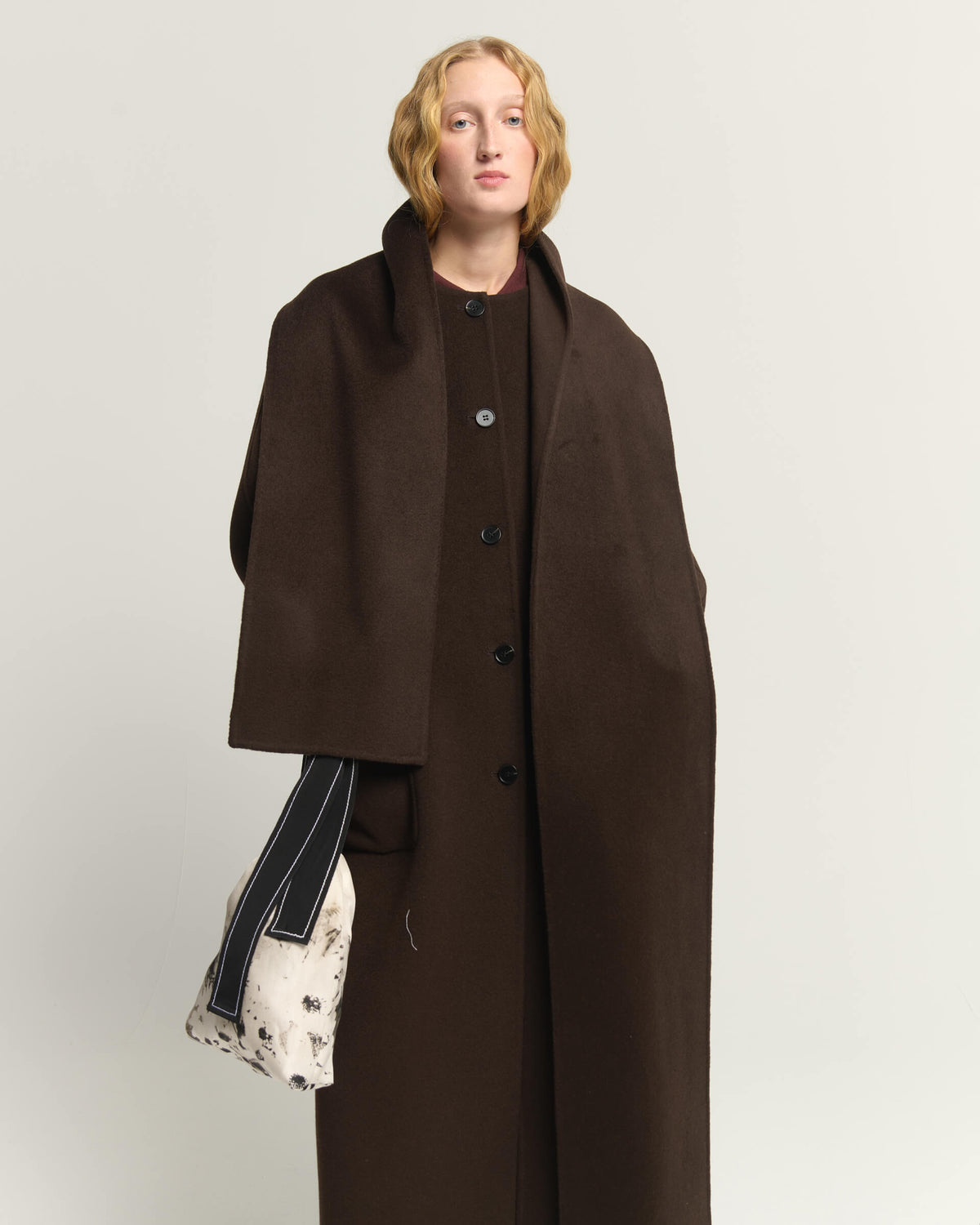 LONG COAT WITH INTEGRATED SCARF