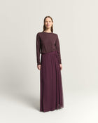 LONG CRÊPE SKIRT WITH GATHERED WAIST