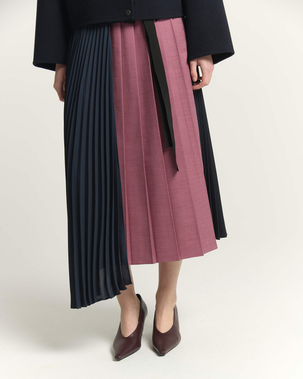 PLEATED MIDI SKIRT WITH PANELS