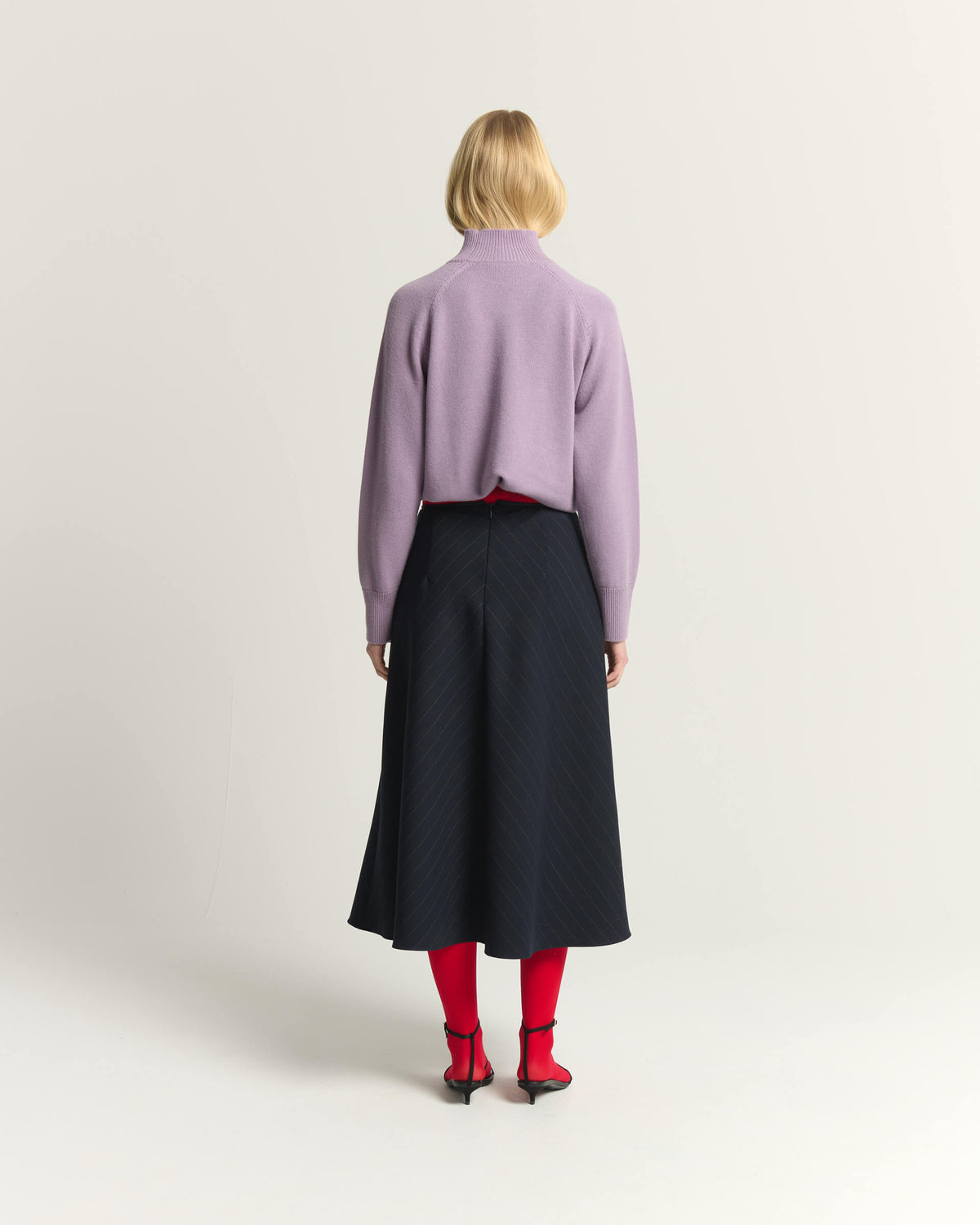 FLARED MIDI SKIRT WITH DIAGONAL PATTERN