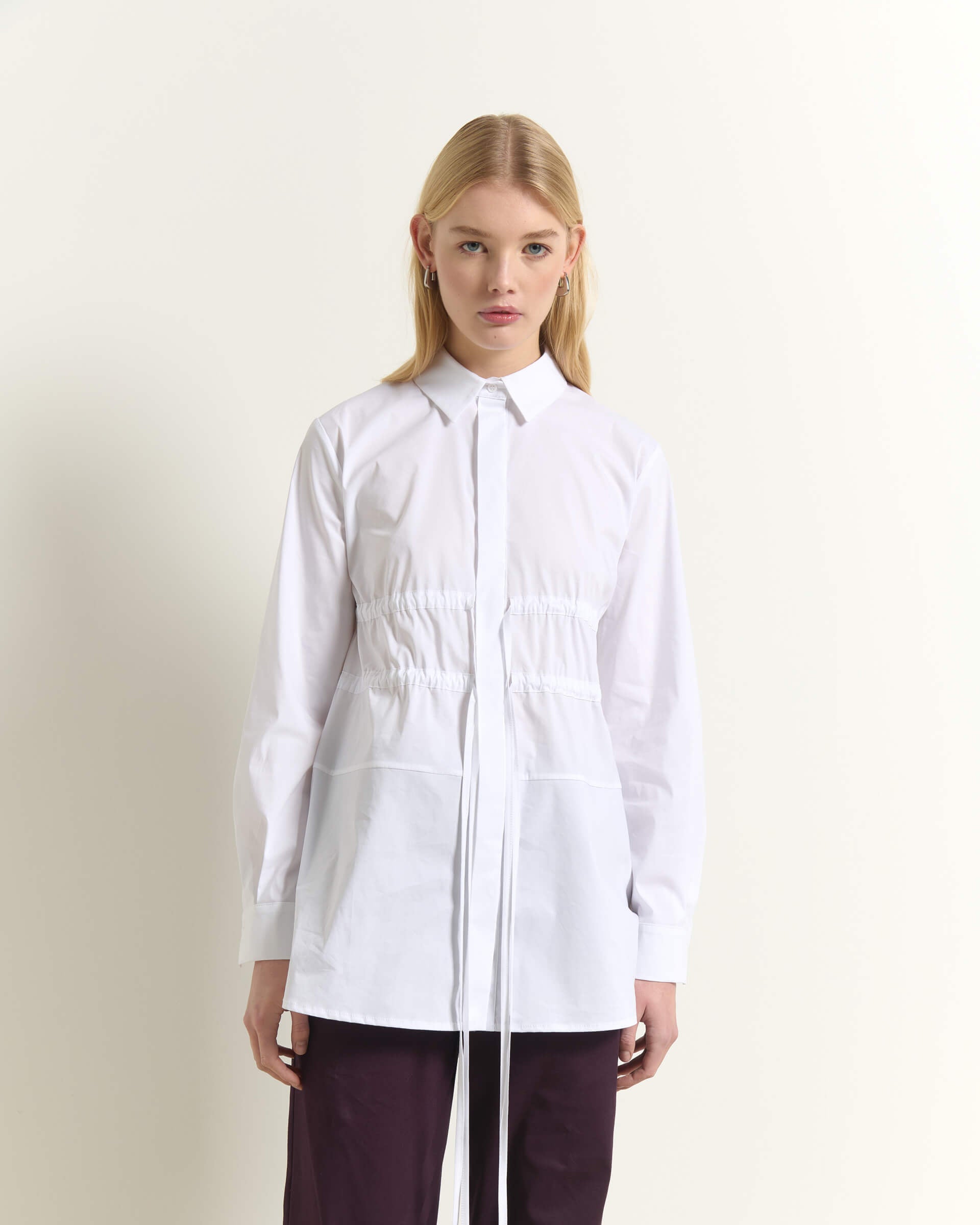 LONG SHIRT WITH ADJUSTABLE DRAWSTRING WAIST