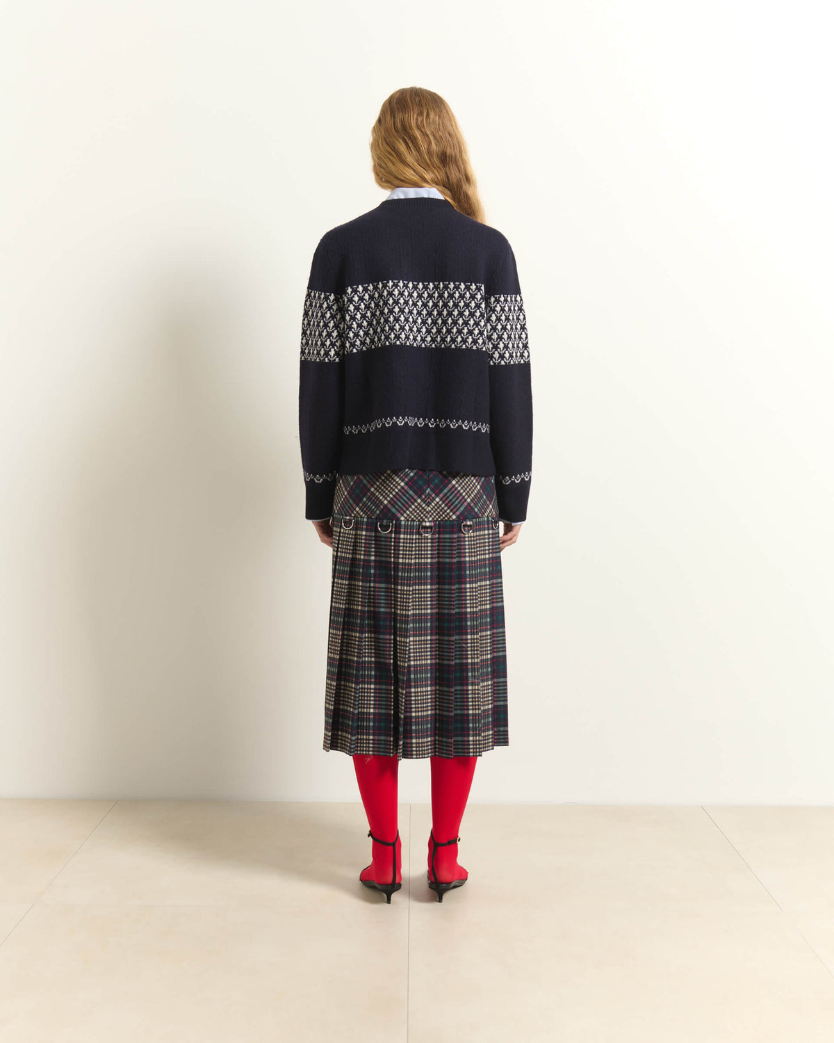 GONNA MIDI IN TARTAN CON DETTAGLI AD ANELLO