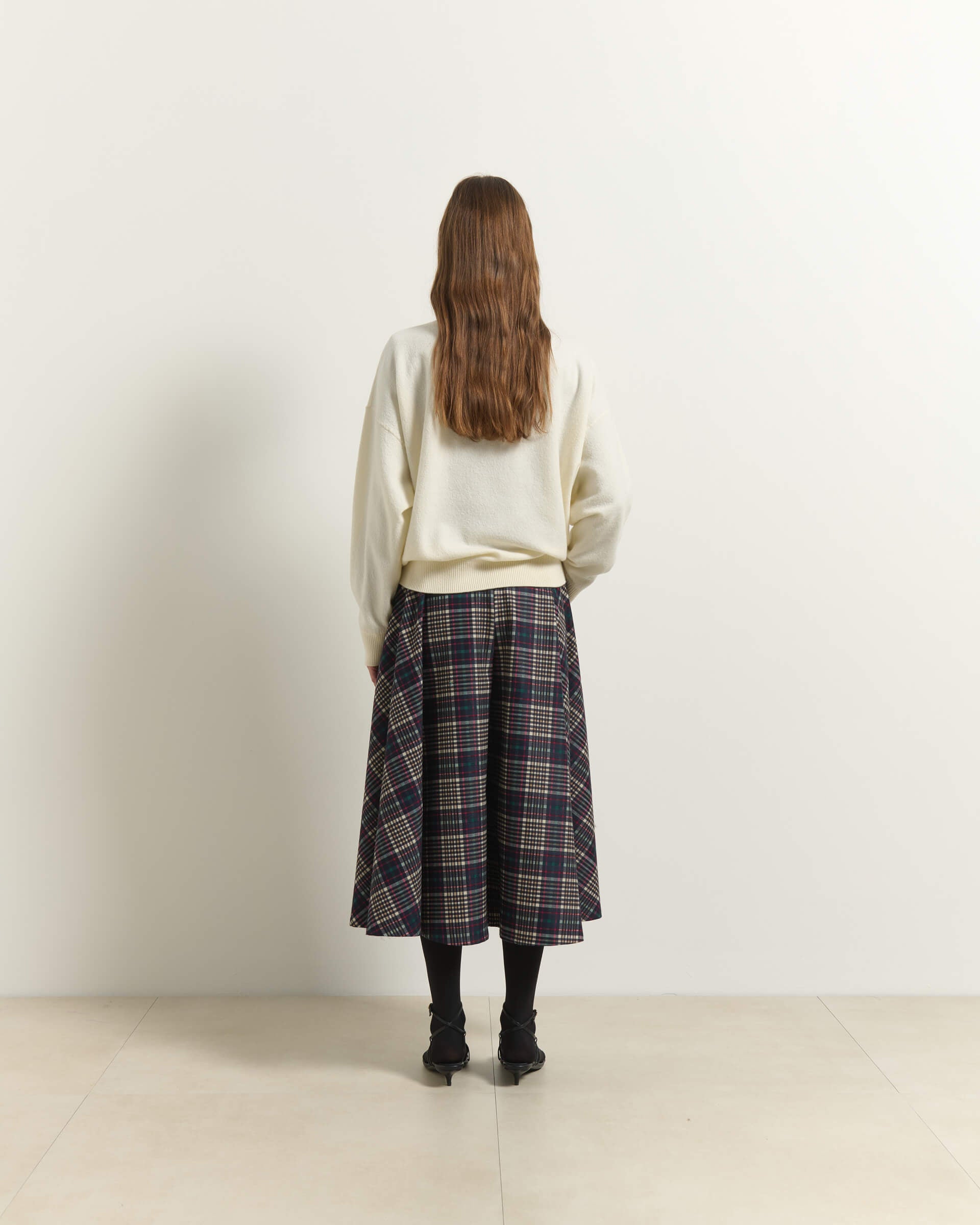 CULOTTE A QUADRI MIDI CON ZIP