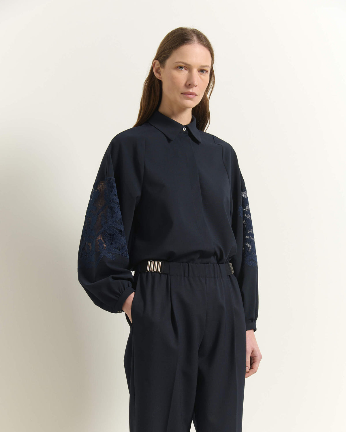 SHIRT WITH EMBROIDERED SLEEVES