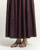 LONG TAFFETA SKIRT WITH LASER-CUT EMBROIDERY