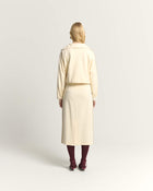 BEIGE MIDI SKIRT WITH DRAWSTRING AND STEEL DETAILS