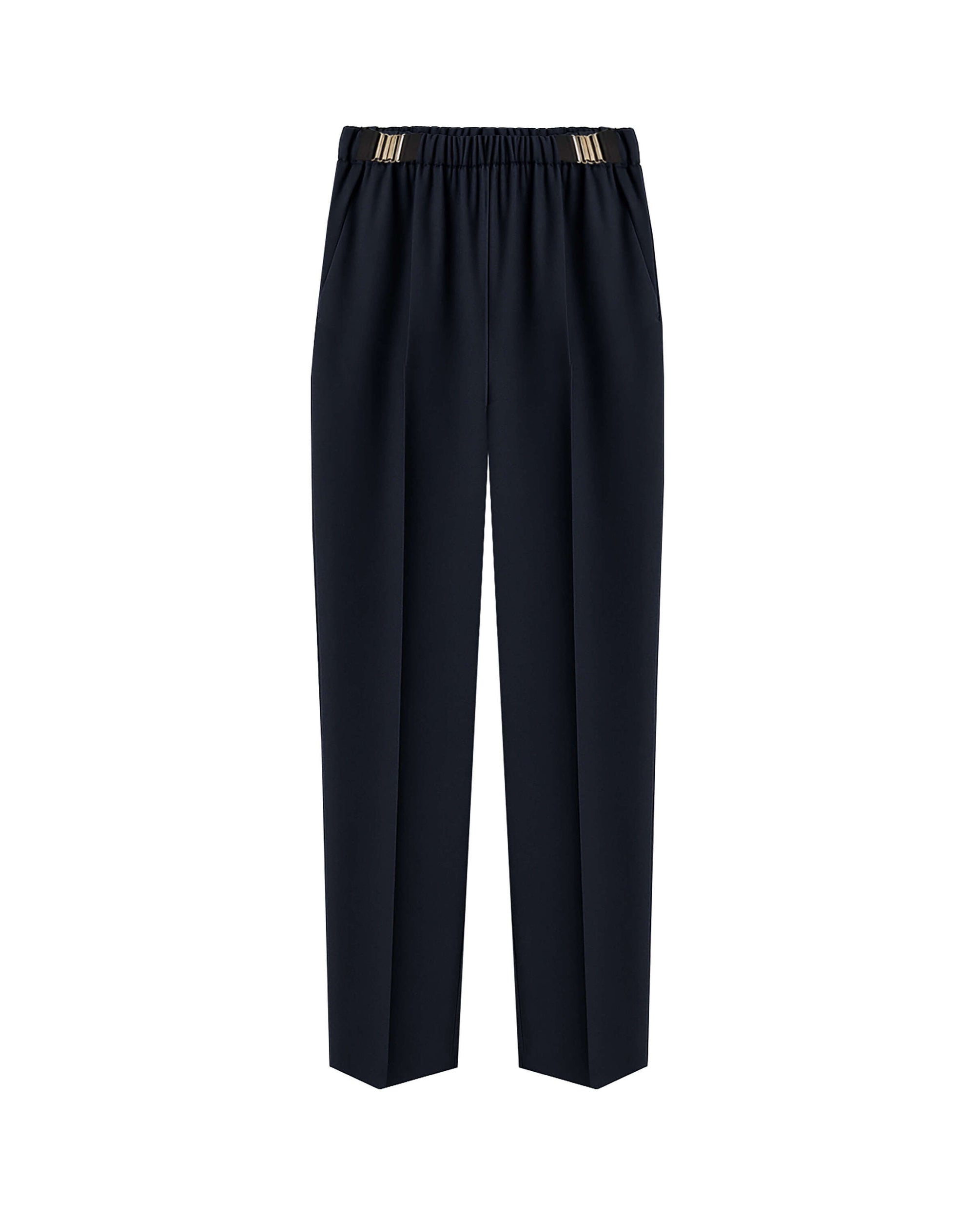 TROUSERS WITH ELASTIC WAISTBAND AND METAL DETAILS