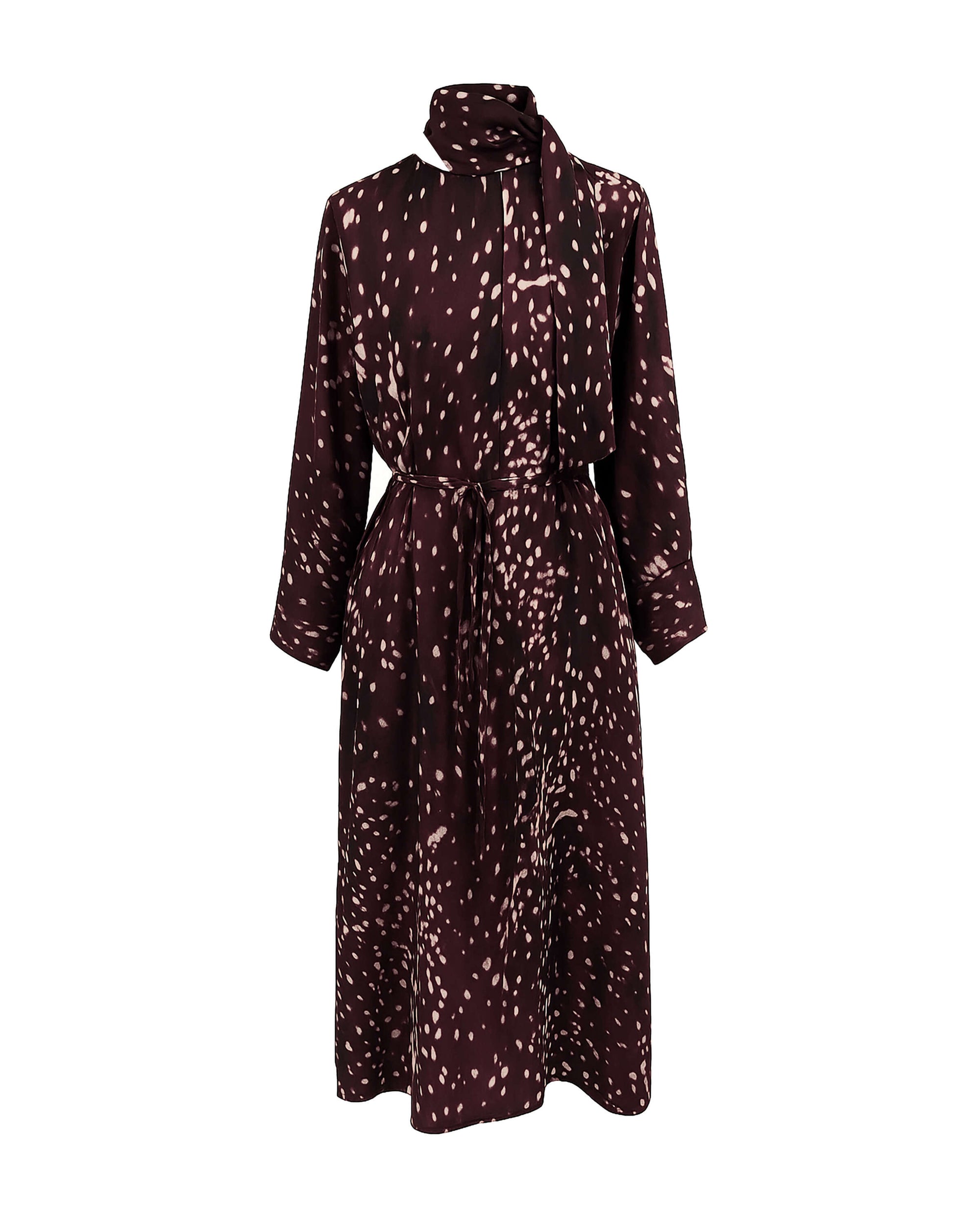 PRINTED SILK MIDI DRESS WITH BOW