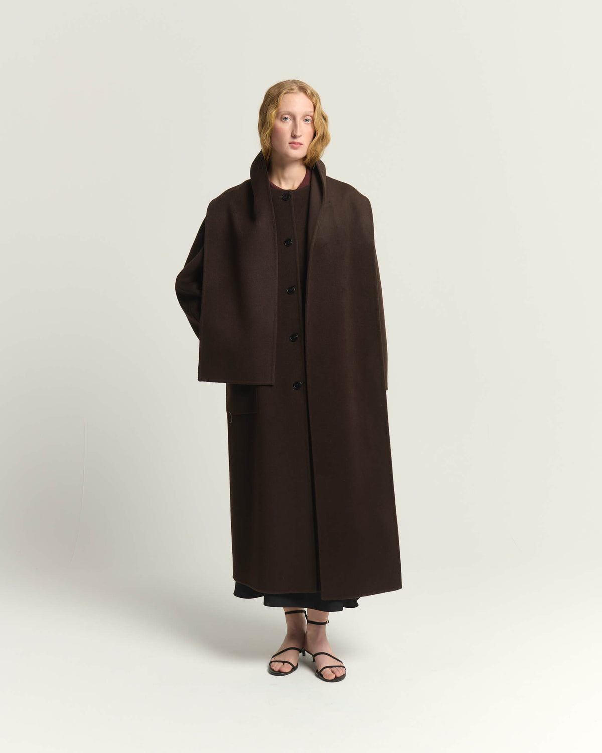 LONG COAT WITH INTEGRATED SCARF