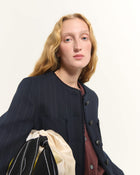JACKET WITH PATCH POCKETS AND FINE STRIPES