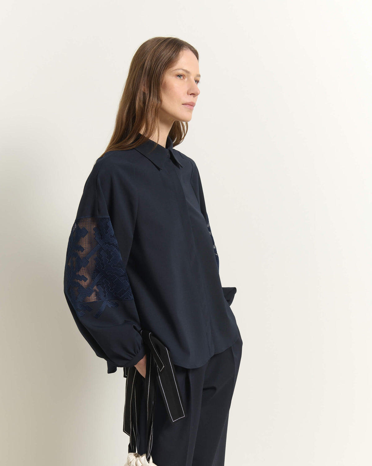 SHIRT WITH EMBROIDERED SLEEVES