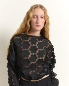 SHORT JACKET WITH FLORAL APPLIQUÉS