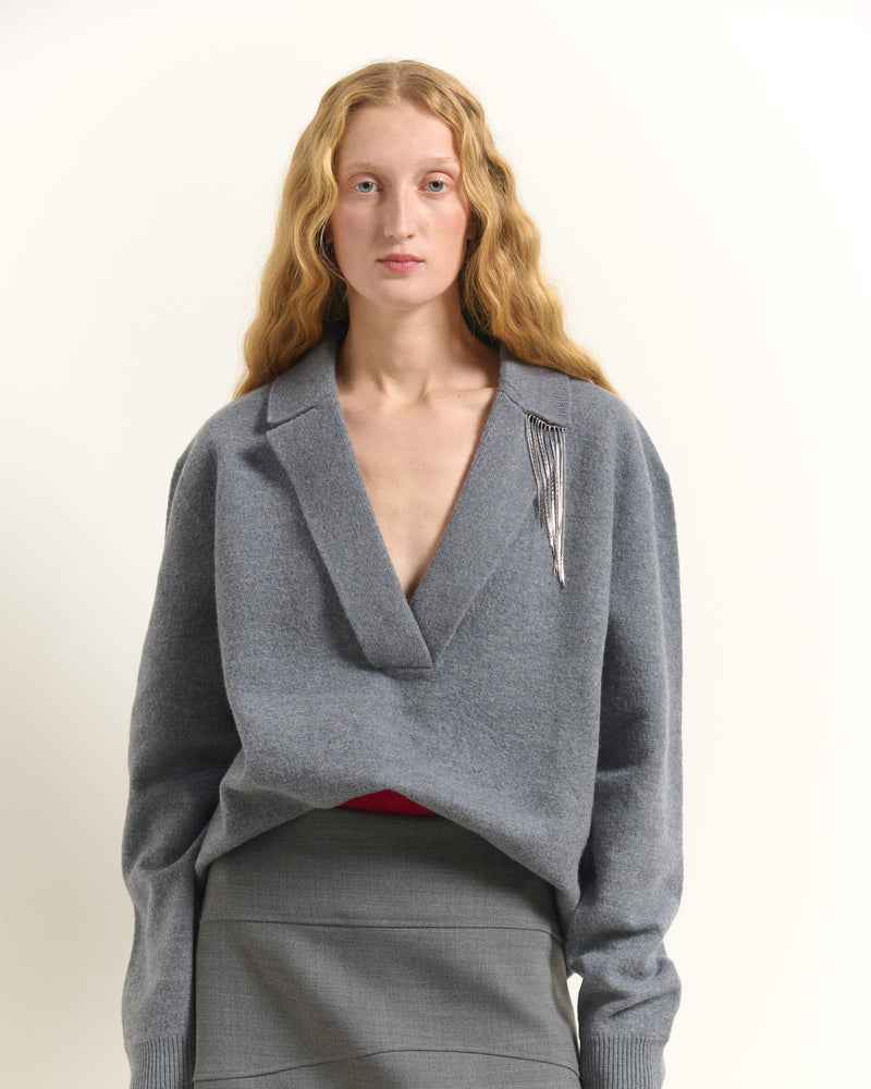 MAGLIONE DI LANA CON SCOLLO A REVERS APERTO